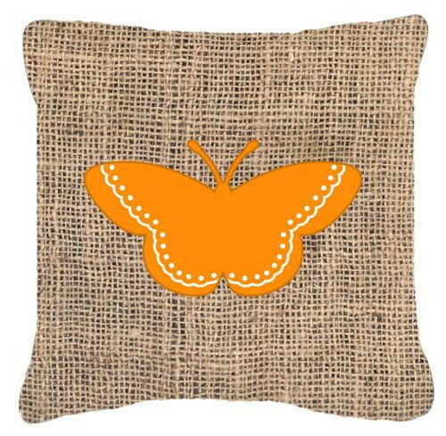 Butterfly Burlap and Orange   Canvas Fabric Decorative Pillow BB1032 - the-store.com