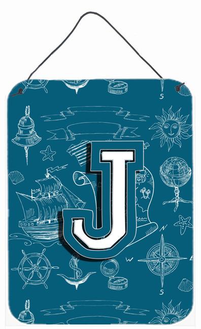Letter J Sea Doodles Initial Alphabet Wall or Door Hanging Prints CJ2014-JDS1216 by Caroline&#39;s Treasures