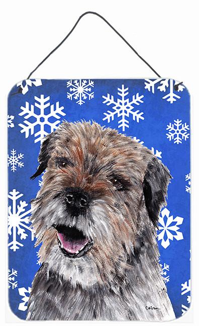 Border Terrier Blue Snowflake Winter Wall or Door Hanging Prints by Caroline&#39;s Treasures