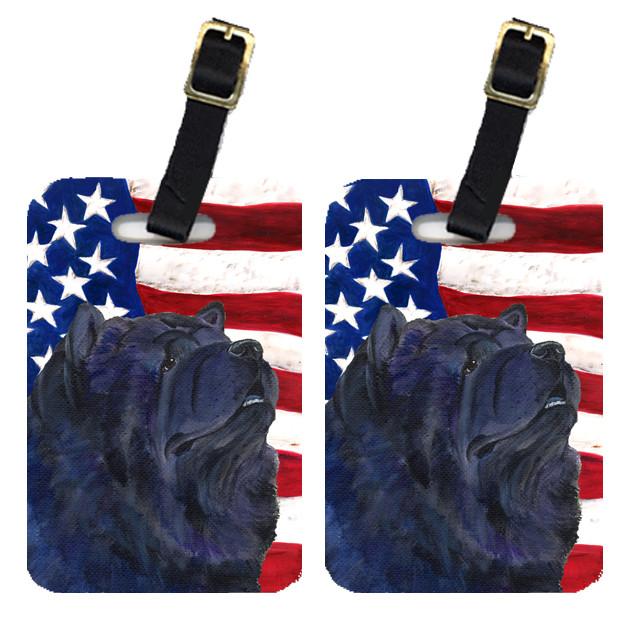 Pair of USA American Flag with Chow Chow Luggage Tags SS4028BT by Caroline&#39;s Treasures