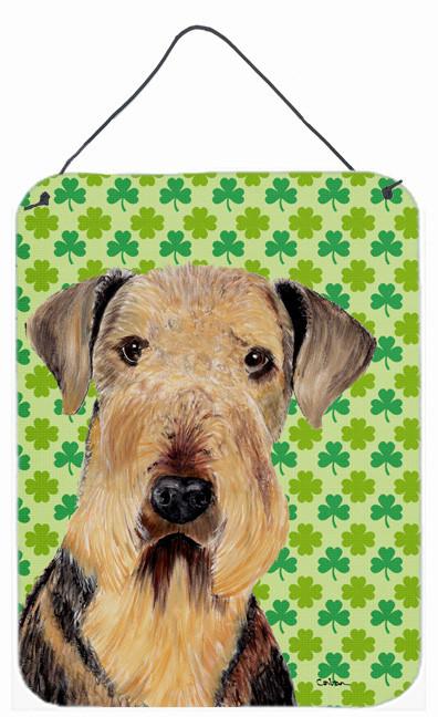 Airedale St. Patrick&#39;s Day Shamrock Portrait Wall or Door Hanging Prints by Caroline&#39;s Treasures