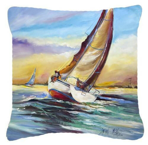 Horn Island Boat Race Sailboats Canvas Fabric Decorative Pillow JMK1237PW1414 by Caroline&#39;s Treasures