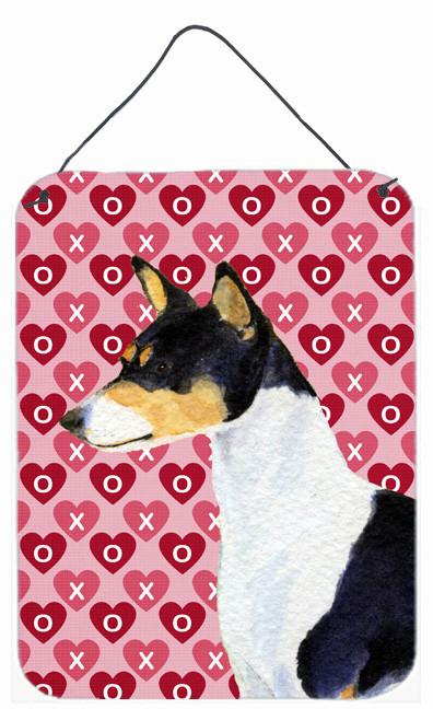 Basenji Hearts Love and Valentine&#39;s Day Portrait Wall or Door Hanging Prints by Caroline&#39;s Treasures