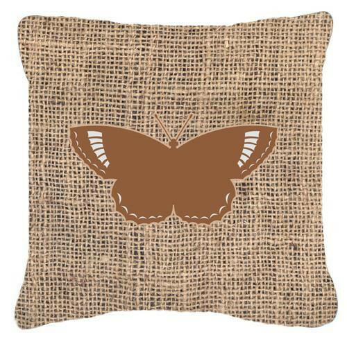 Butterfly Burlap and Brown   Canvas Fabric Decorative Pillow BB1029 - the-store.com
