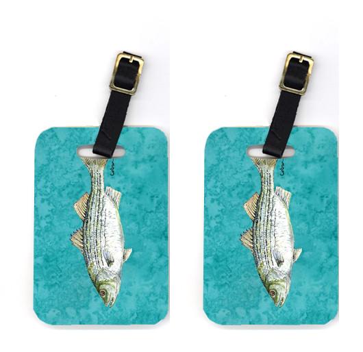 Pair of Striped Bass Fish Luggage Tags by Caroline&#39;s Treasures