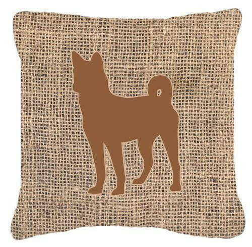 Basenji Burlap and Brown   Canvas Fabric Decorative Pillow BB1110 - the-store.com