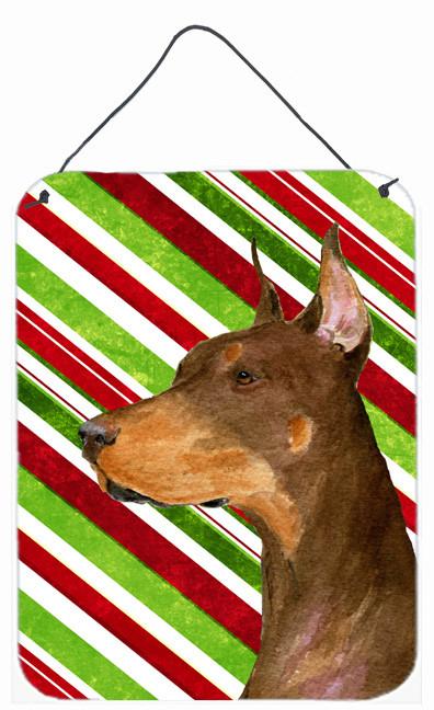 Doberman Candy Cane Holiday Christmas  Metal Wall or Door Hanging Prints by Caroline's Treasures