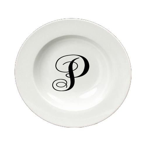 Letter P Initial Monogram Script Round Ceramic White Soup Bowl CJ1057-P-SBW-825 by Caroline&#39;s Treasures