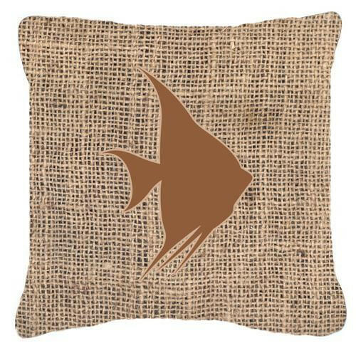Fish - Angel Fish Burlap and Brown   Canvas Fabric Decorative Pillow BB1022 - the-store.com