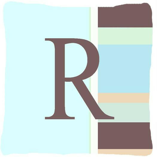 Letter R Initial Monogram - Blue Stripes Decorative   Canvas Fabric Pillow - the-store.com