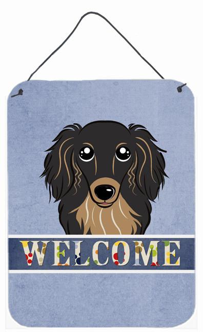 Longhair Black and Tan Dachshund Welcome Wall or Door Hanging Prints BB1399DS1216 by Caroline's Treasures