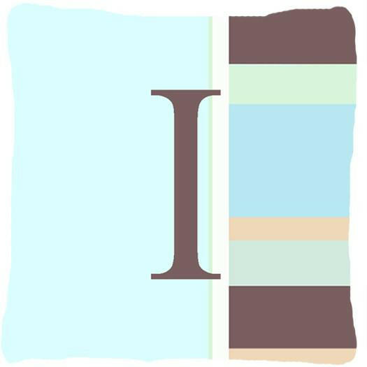 Letter I Initial Monogram - Blue Stripes Decorative   Canvas Fabric Pillow - the-store.com