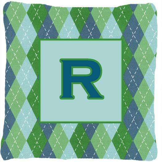 Initial R Monogram - Blue Argoyle Decorative   Canvas Fabric Pillow CJ1020 - the-store.com