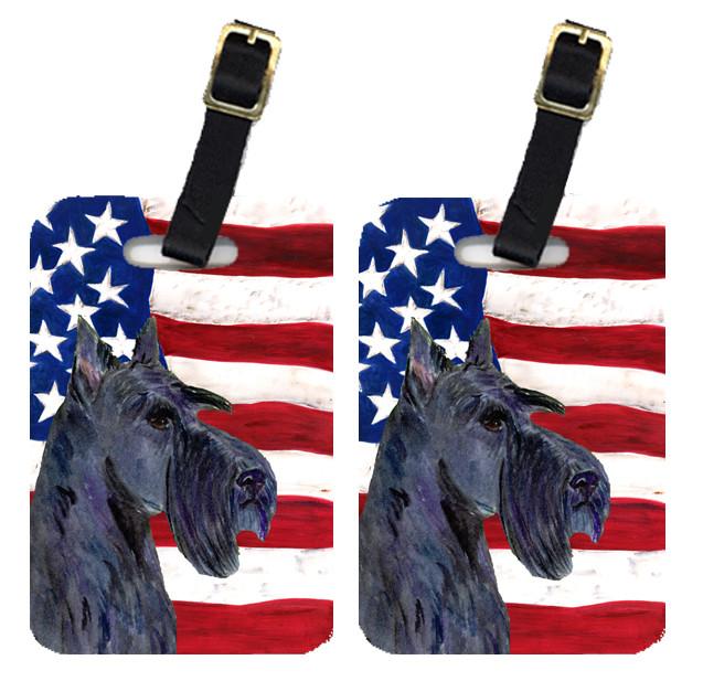 Pair of USA American Flag with Scottish Terrier Luggage Tags SS4014BT by Caroline&#39;s Treasures