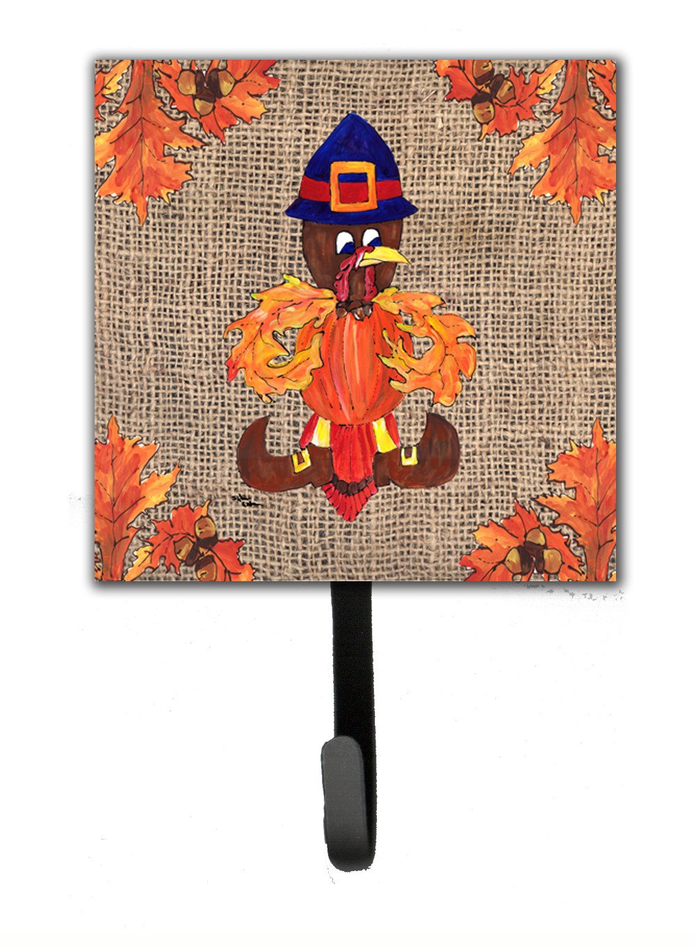 Thanksgiving Turkey Pilgrim Fleur de lis Leash Holder or Key Hook by Caroline&#39;s Treasures