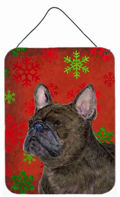 French Bulldog Red Snowflakes Holiday Christmas Wall or Door Hanging Prints by Caroline's Treasures