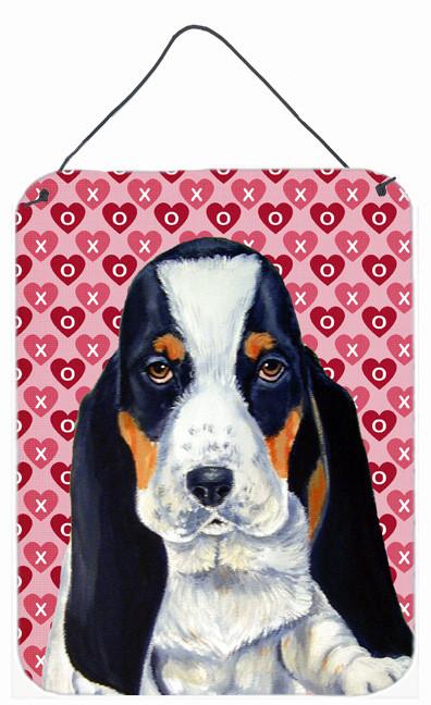 Basset Hound Hearts Love and Valentine&#39;s Day Wall or Door Hanging Prints by Caroline&#39;s Treasures
