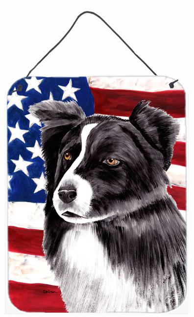 USA American Flag with Border Collie Wall or Door Hanging Prints by Caroline&#39;s Treasures