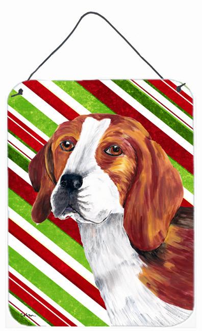 Beagle Candy Cane Holiday Christmas Aluminium Metal Wall or Door Hanging Prints by Caroline&#39;s Treasures