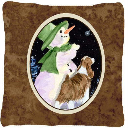 Snowman with Springer Spaniel Decorative   Canvas Fabric Pillow by Caroline's Treasures