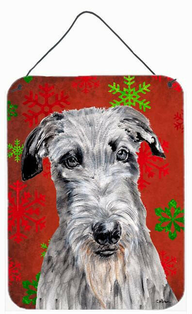 Scottish Deerhound Red Snowflakes Holiday Wall or Door Hanging Prints SC9754DS1216 by Caroline's Treasures
