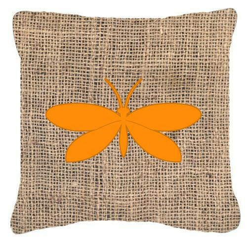 Moth Burlap and Orange   Canvas Fabric Decorative Pillow BB1055 - the-store.com