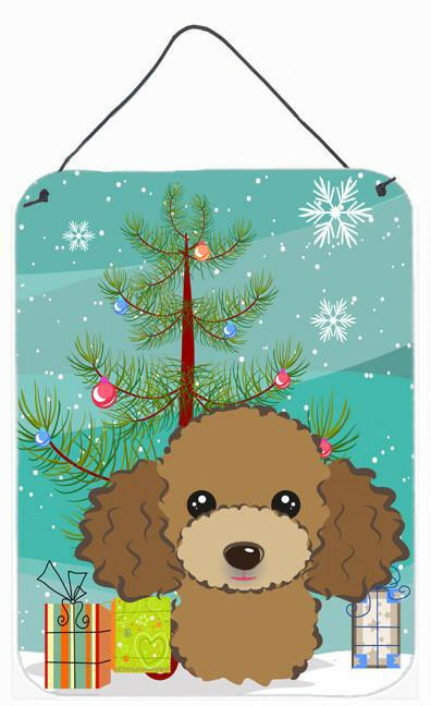 Christmas Tree and Chocolate Brown Poodle Wall or Door Hanging Prints BB1628DS1216 by Caroline&#39;s Treasures