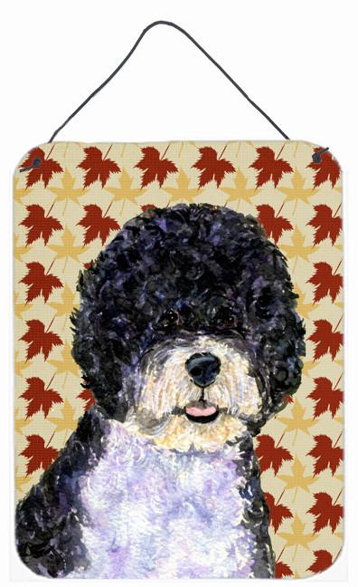 Portuguese Water Dog Fall Leaves Portrait Wall or Door Hanging Prints by Caroline&#39;s Treasures