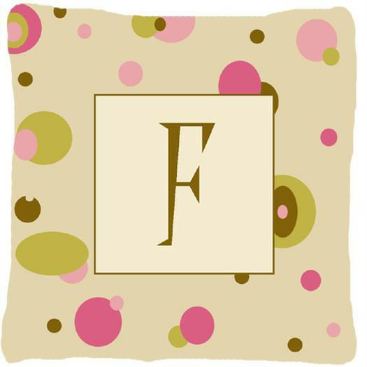 Letter F Initial Monogram - Tan Dots Decorative   Canvas Fabric Pillow - the-store.com