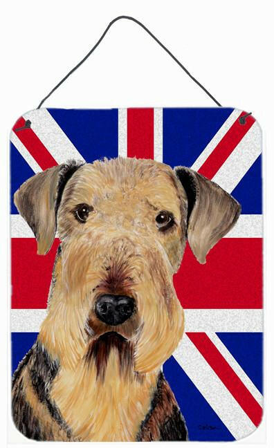 Airedale with English Union Jack British Flag Wall or Door Hanging Prints SC9830DS1216 by Caroline's Treasures