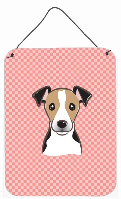 Checkerboard Pink Jack Russell Terrier Wall or Door Hanging Prints BB1261DS1216 by Caroline's Treasures