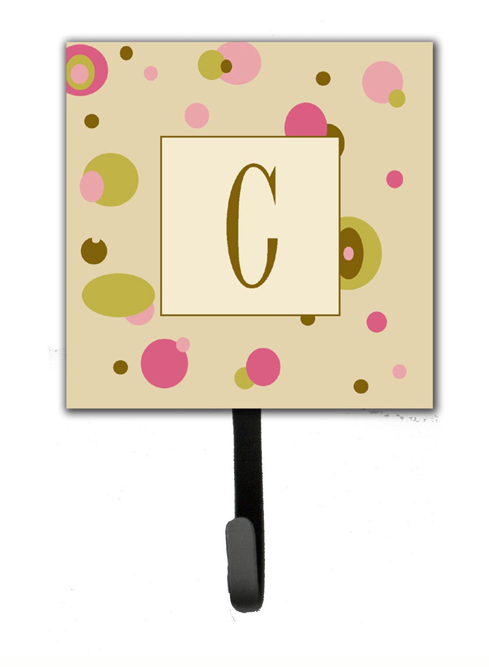 Letter C Initial Monogram - Tan Dots Leash Holder or Key Hook by Caroline&#39;s Treasures
