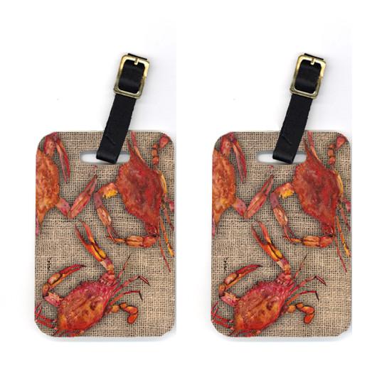 Pair of Cooked Crabs on Faux Burlap Luggage Tags by Caroline's Treasures