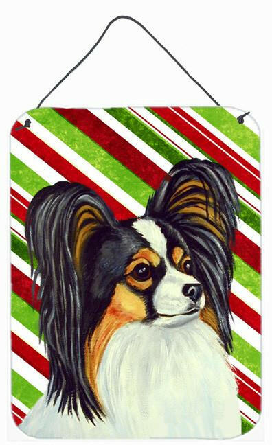 Papillon Candy Cane Holiday Christmas Wall or Door Hanging Prints by Caroline's Treasures