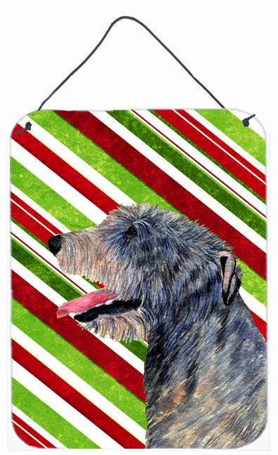 Irish Wolfhound Candy Cane Holiday Christmas Metal Wall or Door Hanging Prints by Caroline's Treasures