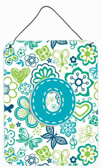 Caroline's Treasures Letter O Flowers and Butterflies Teal Blue Wall or Door Hanging Prints CJ2006-ODS1216