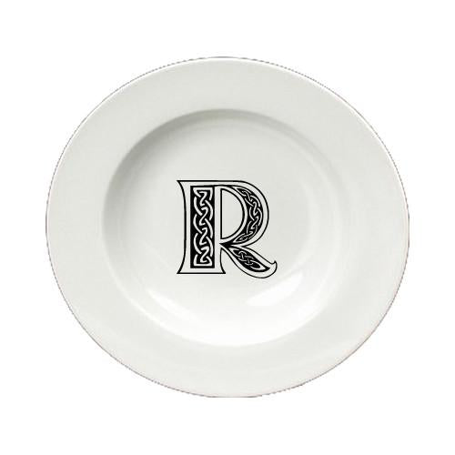 Letter R Initial Monogram Celtic Round Ceramic White Soup Bowl CJ1059-R-SBW-825 by Caroline's Treasures