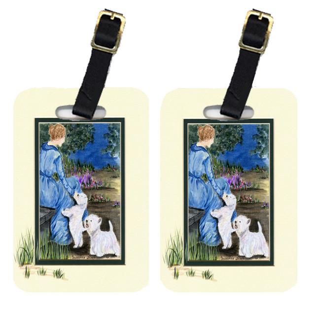 Lady with her  Westie Luggage Tags Pair of 2 by Caroline&#39;s Treasures