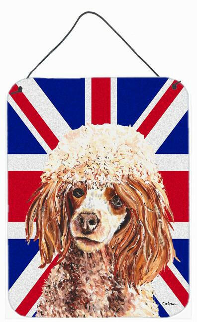 Red Miniature Poodle with English Union Jack British Flag Wall or Door Hanging Prints SC9888DS1216 by Caroline&#39;s Treasures