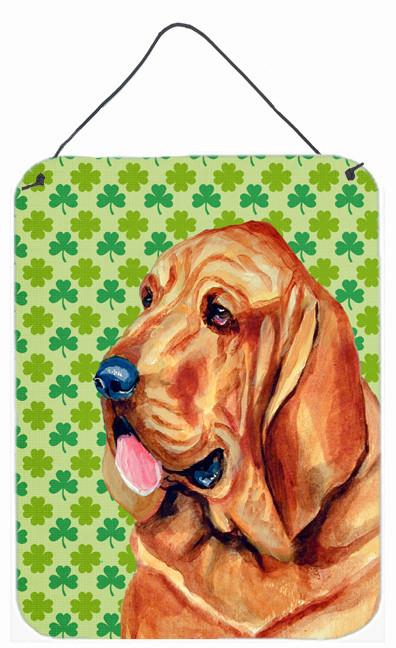 Bloodhound St. Patrick&#39;s Day Portrait Aluminium Wall or Door Hanging Prints by Caroline&#39;s Treasures