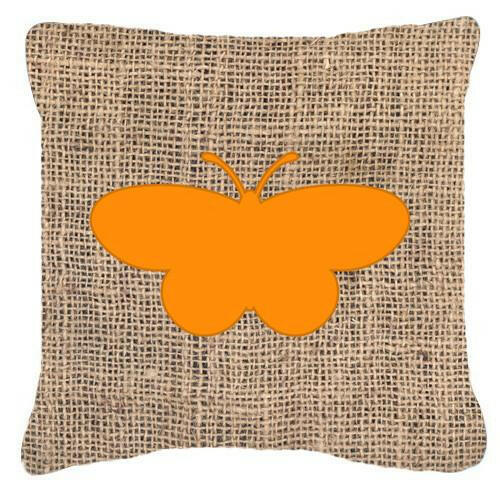 Butterfly Burlap and Orange   Canvas Fabric Decorative Pillow BB1051 - the-store.com