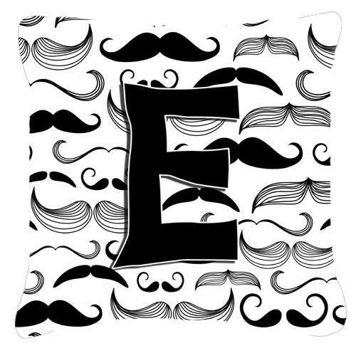 Letter E Moustache Initial Canvas Fabric Decorative Pillow CJ2009-EPW1414 by Caroline&#39;s Treasures