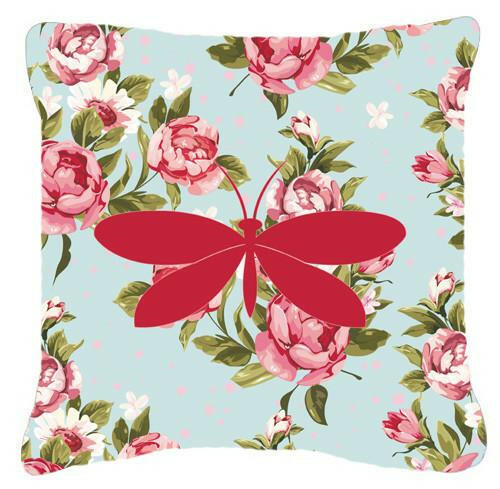 Moth Shabby Chic Blue Roses   Canvas Fabric Decorative Pillow BB1055 - the-store.com