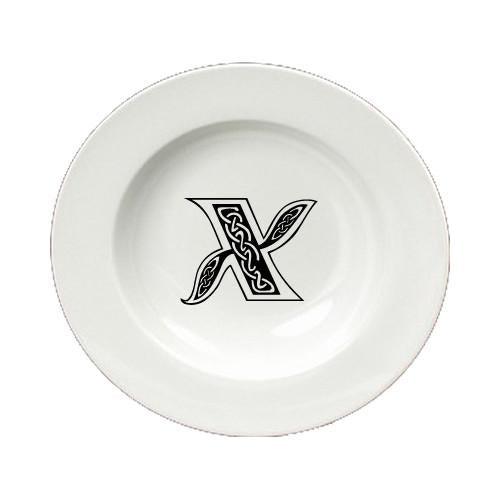 Letter X Initial Monogram Celtic Round Ceramic White Soup Bowl CJ1059-X-SBW-825 by Caroline&#39;s Treasures