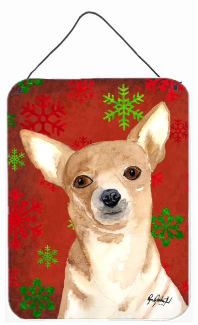 Red Snowflake Chihuahua Christmas Aluminium Metal Wall or Door Hanging Prints by Caroline&#39;s Treasures