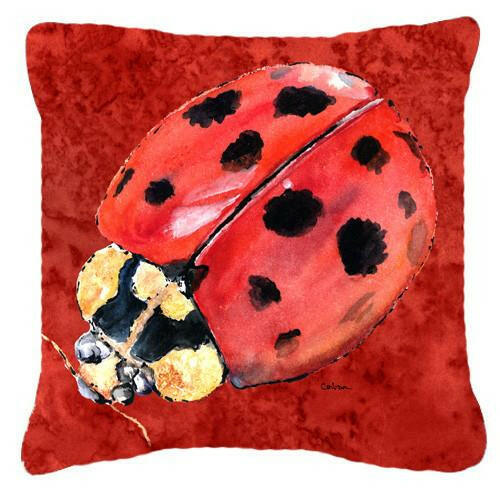Lady Bug on Deep Red   Canvas Fabric Decorative Pillow - the-store.com