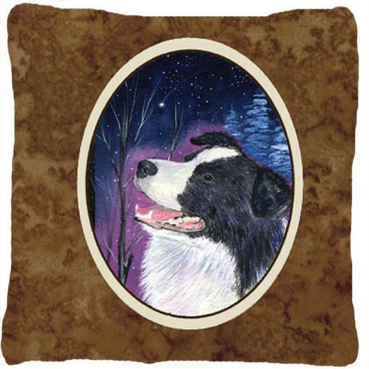 Starry Night Border Collie Decorative   Canvas Fabric Pillow by Caroline's Treasures