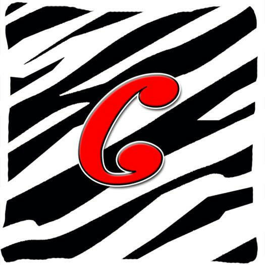 Monogram Initial C Zebra Red Decorative   Canvas Fabric Pillow CJ1024 - the-store.com