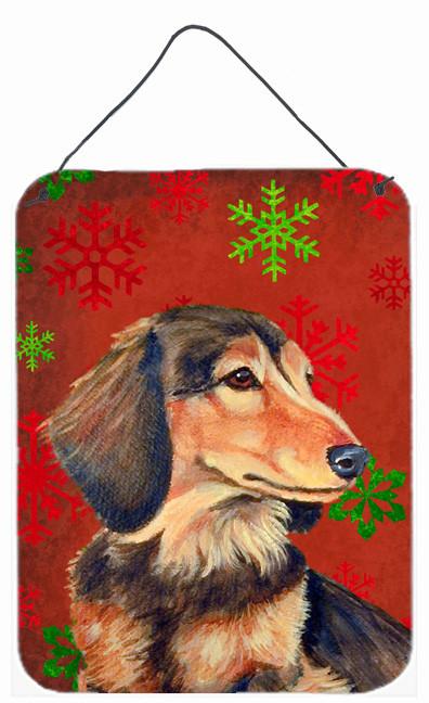 Dachshund Red Snowflakes Holiday Christmas Wall or Door Hanging Prints by Caroline&#39;s Treasures