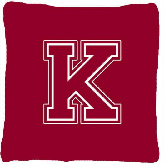 Monogram Initial K Maroon and White Decorative   Canvas Fabric Pillow CJ1032 - the-store.com